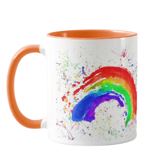 Rainbow Watercolour Rainbow Art Coloured Mug Cup