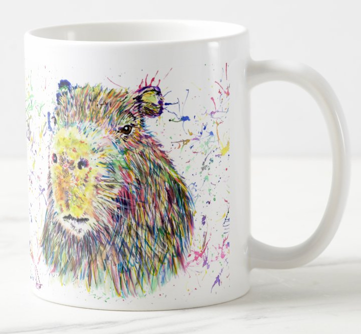 Capybara Large Rodent Pet Animal Watercolour Rainbow Art Coloured Mug Cup
