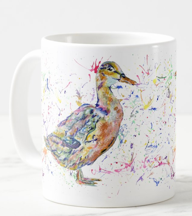 Duck Farm Animal Watercolour Rainbow Art Coloured Mug Cup