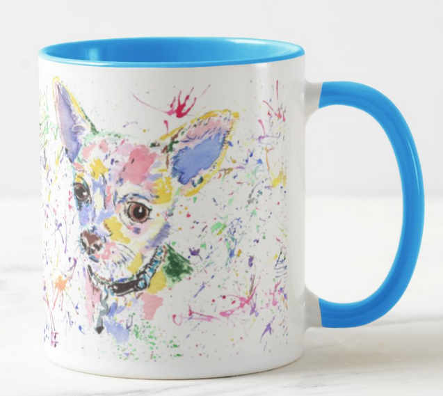 Chihuahua Short Hair Dog Pet  Animals Watercolour Rainbow Art Coloured Mug Cup