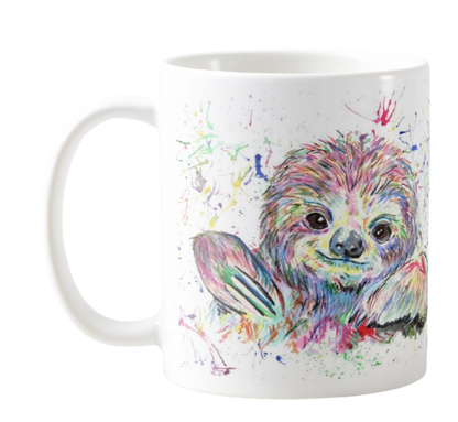 Sloth Animals Watercolour Rainbow Art Coloured Mug Cup