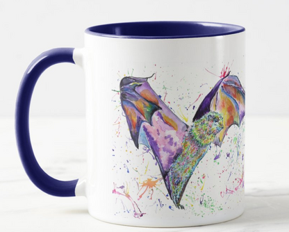 Bat Night Animal Watercolour Rainbow Art Coloured Mug Cup
