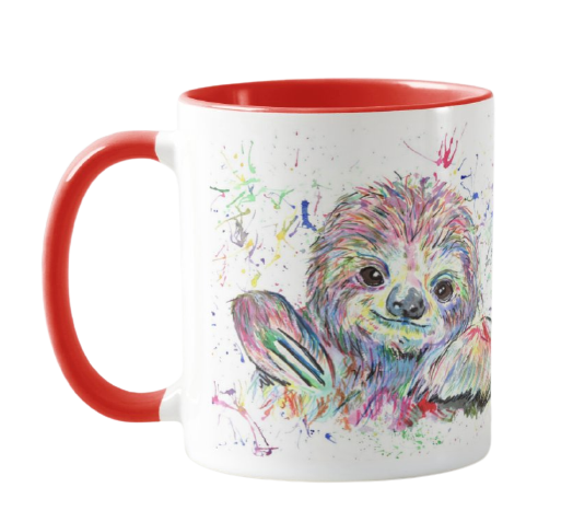 Sloth Animals Watercolour Rainbow Art Coloured Mug Cup