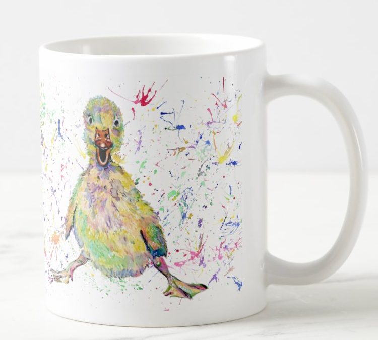 Duckling baby Duck Farm Animal Watercolour Rainbow Art Coloured Mug Cup