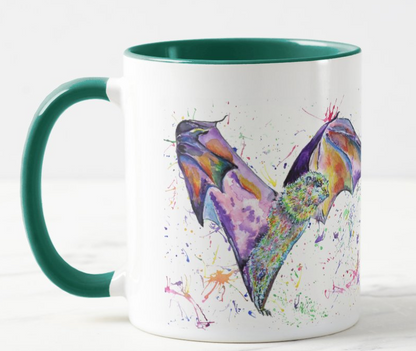 Bat Night Animal Watercolour Rainbow Art Coloured Mug Cup