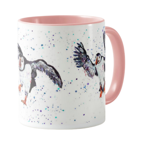 Puffin Bird Animal Watercolour Rainbow Art Coloured Mug Cup