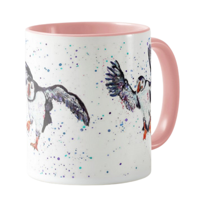 Puffin Bird Animal Watercolour Rainbow Art Coloured Mug Cup