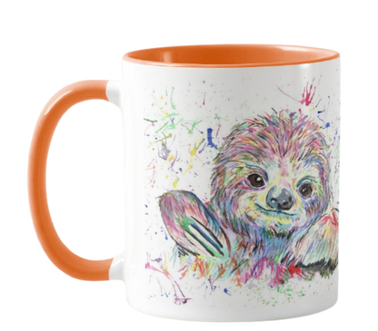 Sloth Animals Watercolour Rainbow Art Coloured Mug Cup