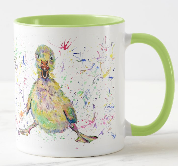 Duckling baby Duck Farm Animal Watercolour Rainbow Art Coloured Mug Cup