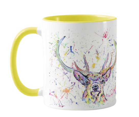 Stag Scottish Wildlife Animals Watercolour Rainbow Art Coloured Mug Cup