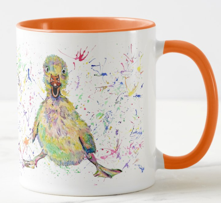 Duckling baby Duck Farm Animal Watercolour Rainbow Art Coloured Mug Cup