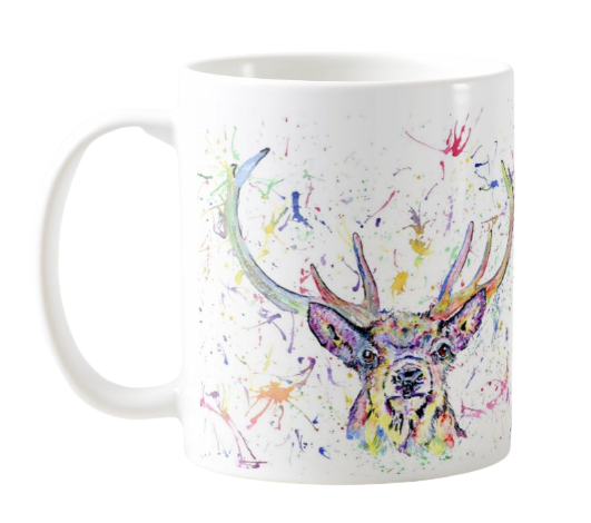 Stag Scottish Wildlife Animals Watercolour Rainbow Art Coloured Mug Cup