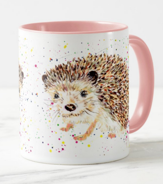 Hedgehog Natural Wildlife Animals Watercolour Art Coloured Mug Cup