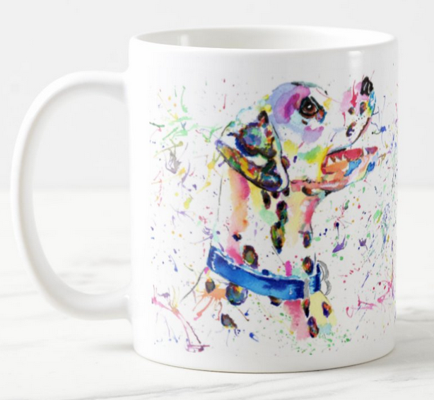 Dalmatian Dalmation Dog Pet Animals Watercolour Rainbow Art Coloured Mug Cup