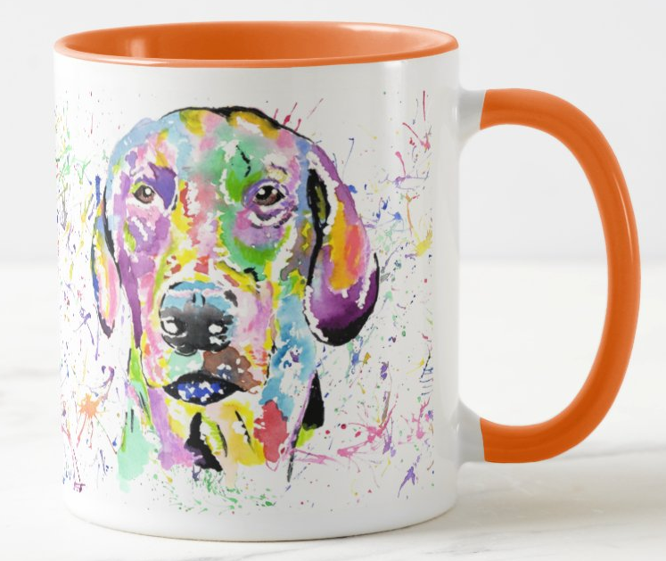 Doberman Dog Pet  Animals Watercolour Rainbow Art Coloured Mug Cup