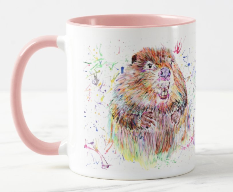 Beaver Animal Watercolour Rainbow Art Coloured Mug Cup