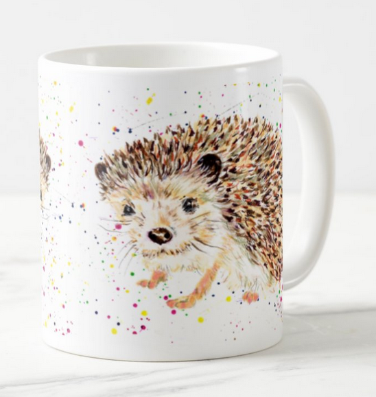 Hedgehog Natural Wildlife Animals Watercolour Art Coloured Mug Cup