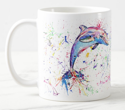 Dolphin Animals Watercolour Rainbow Art Coloured Mug Cup
