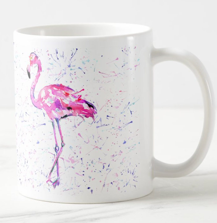 Flamingo Bird animals Watercolour Rainbow Art Coloured Mug Cup