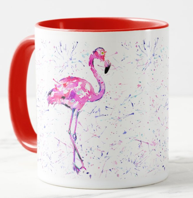 Flamingo Bird animals Watercolour Rainbow Art Coloured Mug Cup