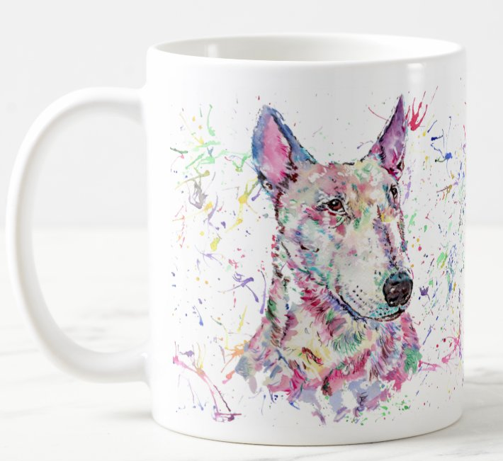 Bully English Bull Terrier Dog Pet Animals Watercolour Rainbow Art Coloured Mug Cup