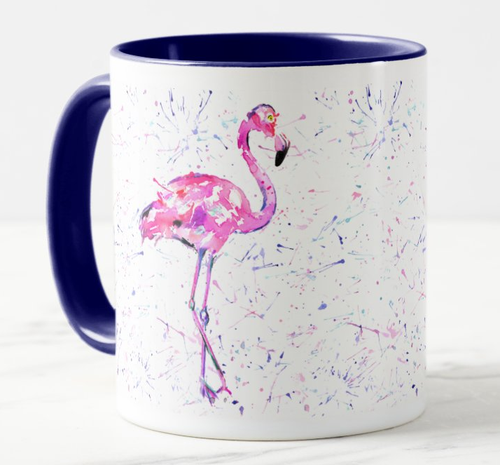 Flamingo Bird animals Watercolour Rainbow Art Coloured Mug Cup