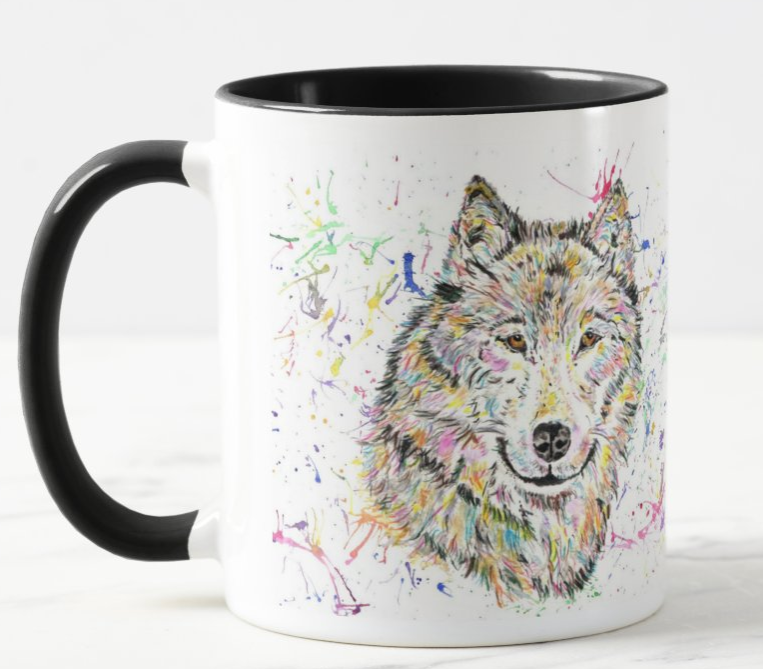 Tiger Wildlife Animals Watercolour Rainbow Art Coloured Mug Cup