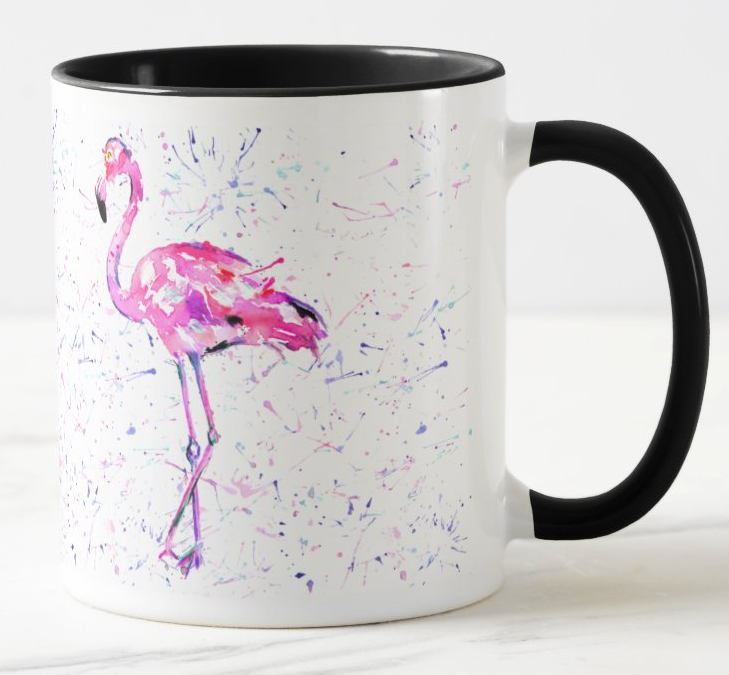 Flamingo Bird animals Watercolour Rainbow Art Coloured Mug Cup