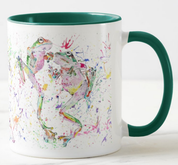 Frogs Dancing Frog Amphibians Animals Watercolour Rainbow Art Coloured Mug Cup