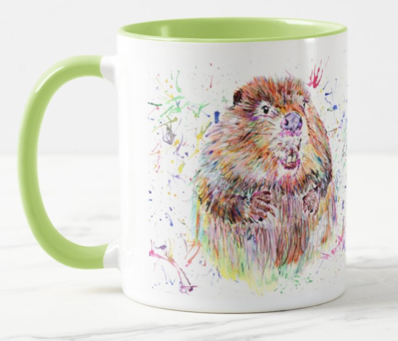 Beaver Animal Watercolour Rainbow Art Coloured Mug Cup