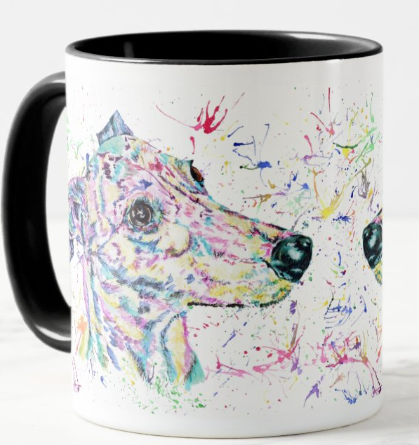 Greyhound Racing Dog Pet Animals Watercolour Rainbow Art Coloured Mug Cup