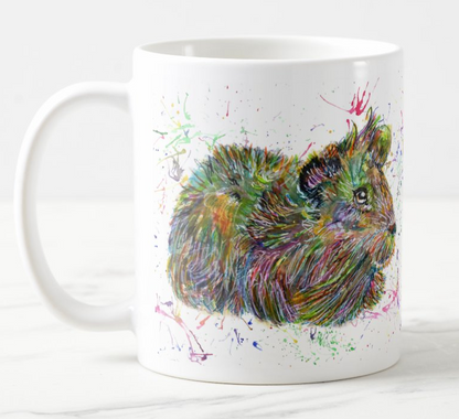 Guinea Pig Long Haired Pet Animals Watercolour Rainbow Art Coloured Mug Cup
