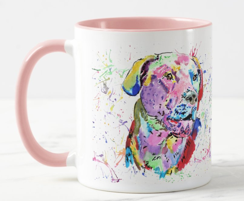 Labrador Dog Gundog Pet Animals Watercolour Rainbow Art Coloured Mug Cup