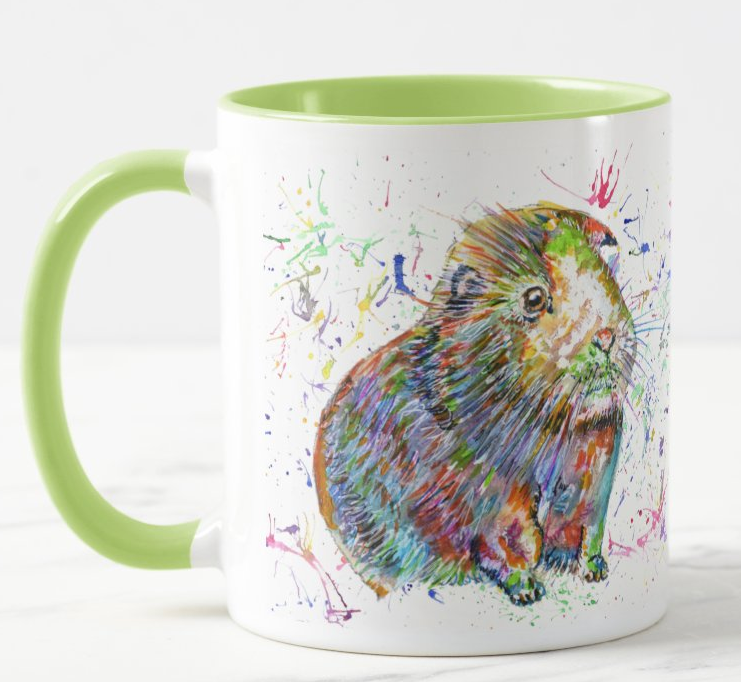 Guinea Pig Short Haired Pet Animals Watercolour Rainbow Art Coloured Mug Cup