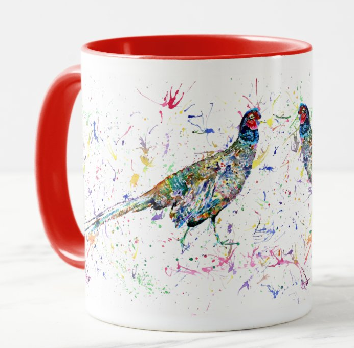 Pheasant Bird wildlife Animal Watercolour Rainbow Art Coloured Mug Cup