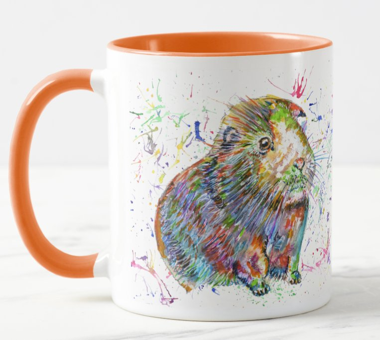 Guinea Pig Short Haired Pet Animals Watercolour Rainbow Art Coloured Mug Cup