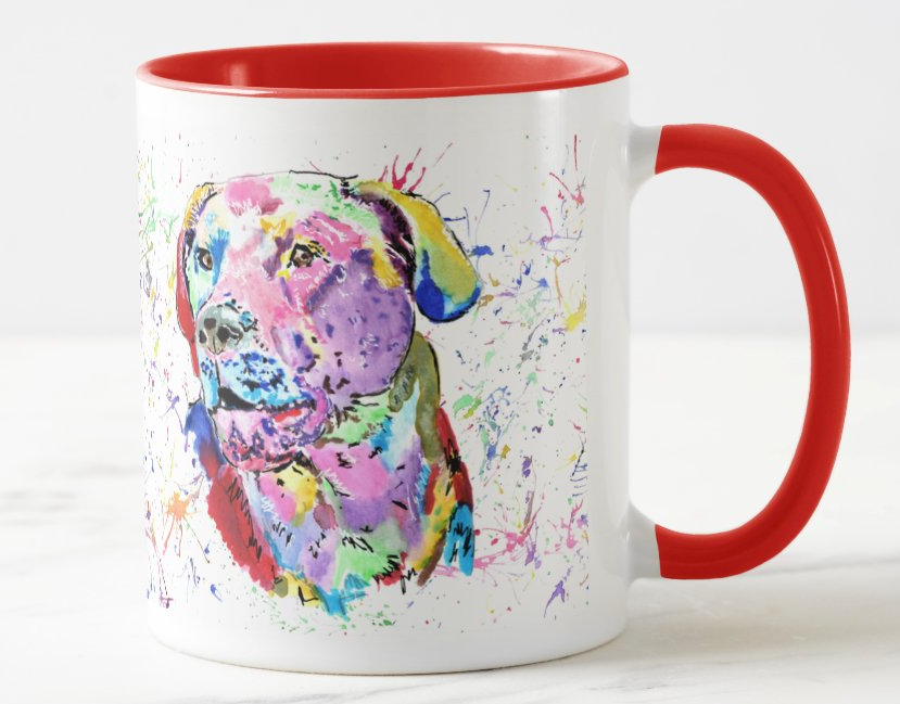 Labrador Dog Gundog Pet Animals Watercolour Rainbow Art Coloured Mug Cup