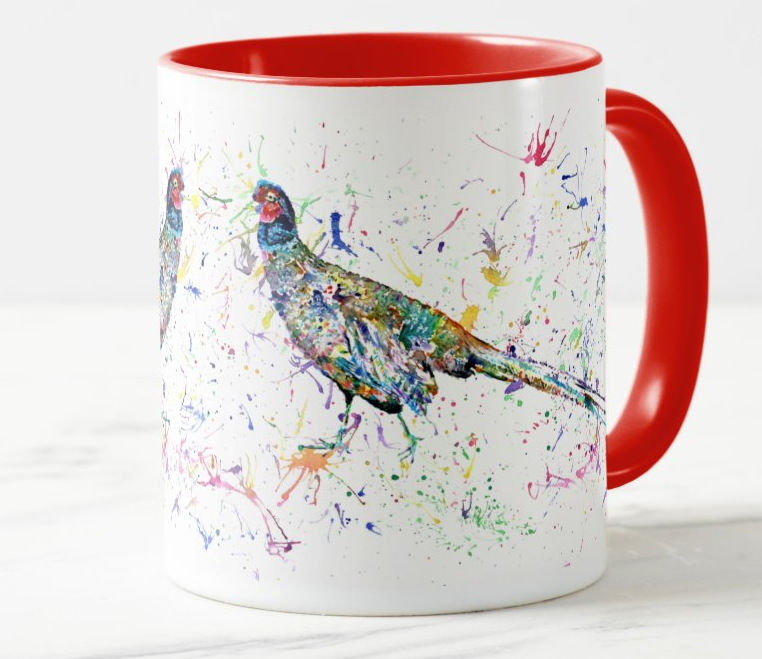 Pheasant Bird wildlife Animal Watercolour Rainbow Art Coloured Mug Cup