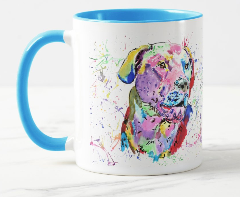 Labrador Dog Gundog Pet Animals Watercolour Rainbow Art Coloured Mug Cup