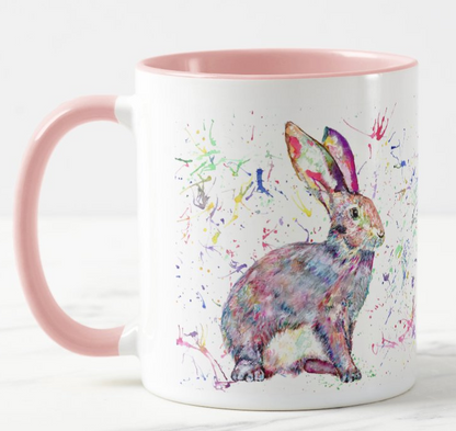 Hare Bunny Rabbit Animals Watercolour Rainbow Art Coloured Mug Cup