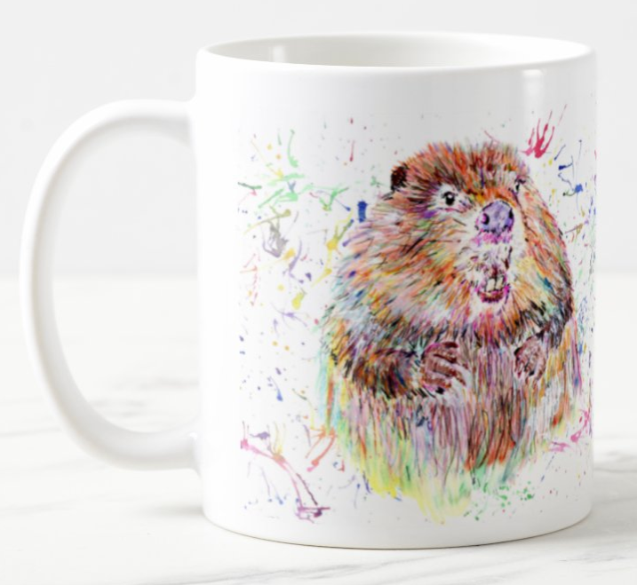 Beaver Animal Watercolour Rainbow Art Coloured Mug Cup