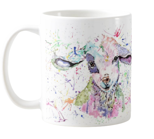 Lamb baby Farm Animals Watercolour Rainbow Art Coloured Mug Cup