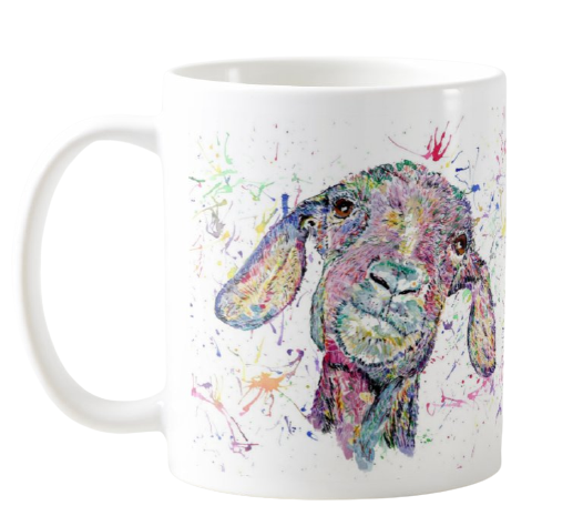 Goat Farm Animals Watercolour Rainbow Art Coloured Mug Cup