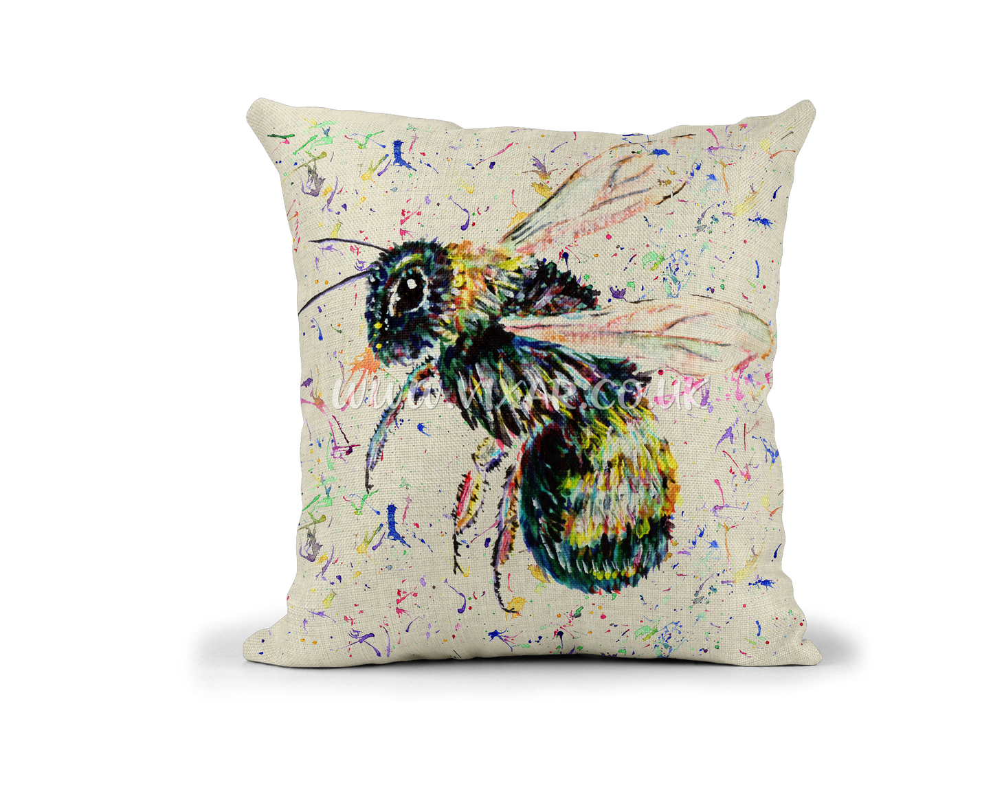 Bees, Bee Honeycomb Farm animals Watercolour Rainbow Linnen Cushion With filling or cover only, 40x40cm