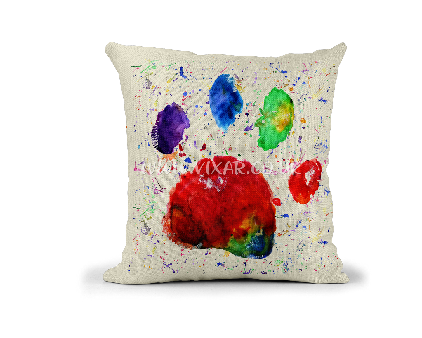 Cat Paw Pawprint pet animals Watercolour Rainbow Linnen Cushion With filling or cover only, 40x40cm