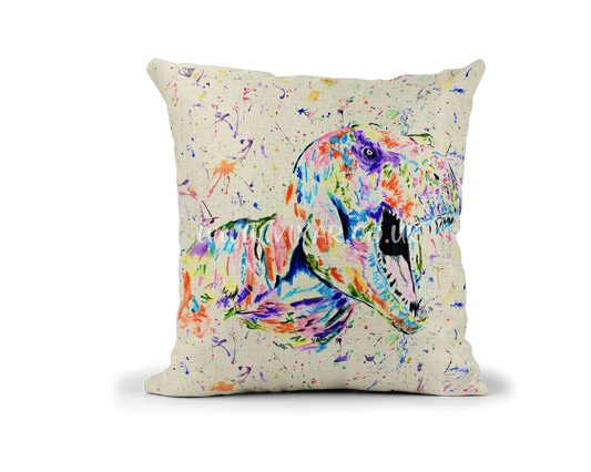 Dinosaur T-Rex Tyrannosaurus Watercolour Linnen Cushion With filling or cover only, 40x40cm