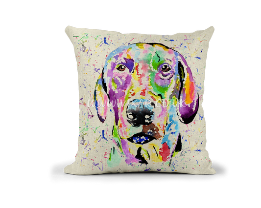 Doberman Dog Pet animals Watercolour Rainbow Linnen Cushion With filling or cover only, 40x40cm