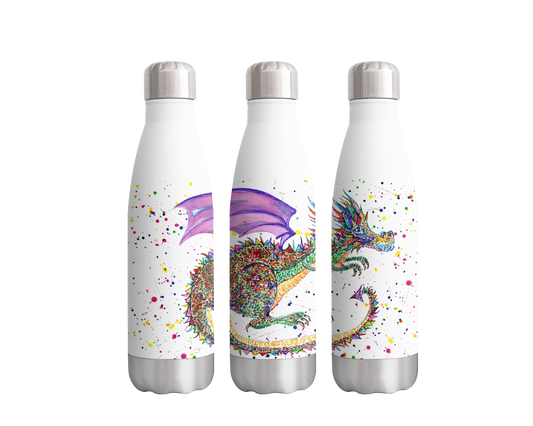 Dragon Green Repile Lizard Watercolour Rainbow Art Bottle  500ml