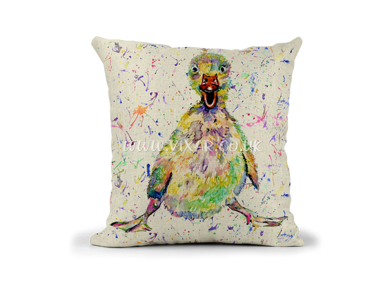 Ducklink Duck Baby Bird Farm animals Watercolour Rainbow Linnen Cushion With filling or cover only, 40x40cm
