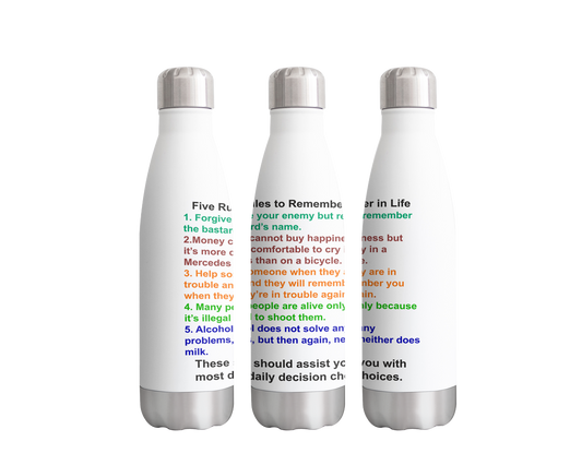 Five Rules to Remember in Life Funny  Bottle 500ml
